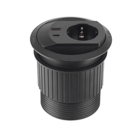 Enchufe de Escritorio con Puertos USB A y C, 16A 250V, Cable de 1.4m, Diseño Empotrado, Cableado Retráctil, Almacenamiento de Cables, 80mm, Enchufe Múltiple