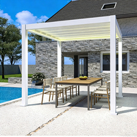 Pergola de jardin en aluminium avec cadre en osier imperméable personnalisé, style pavillon et persiennes