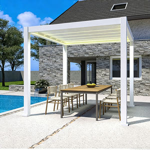 <span class=keywords><strong>Pergola</strong></span> de jardin en aluminium avec cadre en osier imperméable personnalisé, style pavillon et persiennes - Product Image 6
