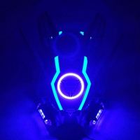 Casque LED Cyberpunk Lumineux en Polyester, Design Samouraï Fantôme CYBER pour Halloween, Carnaval, Exposition de Bandes Dessinées et Cosplay