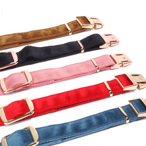 Collar de tela de terciopelo de lujo para mascotas, Collar con lazo ajustable de perro, conjunto de Collar y correa para perros, accesorios para mascotas con lazo de marinero - Product Image 3