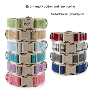 <span class=keywords><strong>Collar</strong></span> de perro de lujo de suministro directo <span class=keywords><strong>Collar</strong></span> de entrenamiento de mascotas sostenible de lino puro Perros grandes medianos pequeños Animal Nylon Plástico - Product Image 2