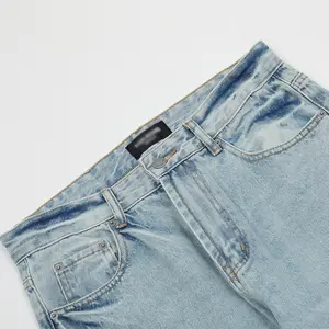 Designer Pants Patched Jeans Men High Quality Custom Multi Pocket Denim Jeans