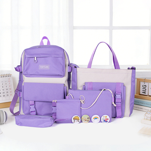 Korean Style Large Capacity Double Shoulder <strong>Backpack</strong> <strong>for</strong> <strong>Women</strong> College Students New Five-Piece Set Including School Bag Students - Product Image 3