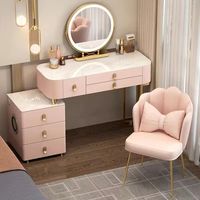 Coiffeuse en bois massif, multifonctionnelle, style nordique, pour chambre à coucher, maison intelligente, avec haut-parleur Bluetooth et éclairage, design simple et luxueux