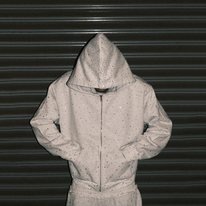 Tùy Chỉnh Thời Trang Phố Cổ Điển Đau Khổ Faded Rhinestone Kim Cương Áo Người Đàn Ông Áo Khoác Với 100% Cotton Lông Cừu Vải Denim Đầy Đủ Zip up - Product Image 3