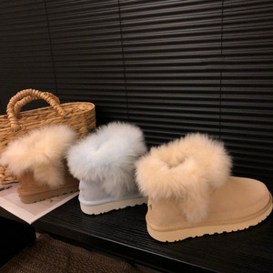 2025 invierno nuevo estilo botas de nieve para mujer-piel de oveja y piel de una pieza zapatos de piel y algodón de suela gruesa para botas de nieve al aire libre - Product Image 1