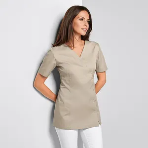 Túnica de salão de beleza, uniforme de spa para mulheres, uniforme de enfermagem, esfoliante personalizado em cores, uniforme médico para mulheres plus size, tricotado