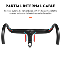 Guidon de route TOSEEK avec câblage interne 28,6 mm et support pour ordinateur, barre aérodynamique entièrement en carbone pour vélo de course, composants de vélo