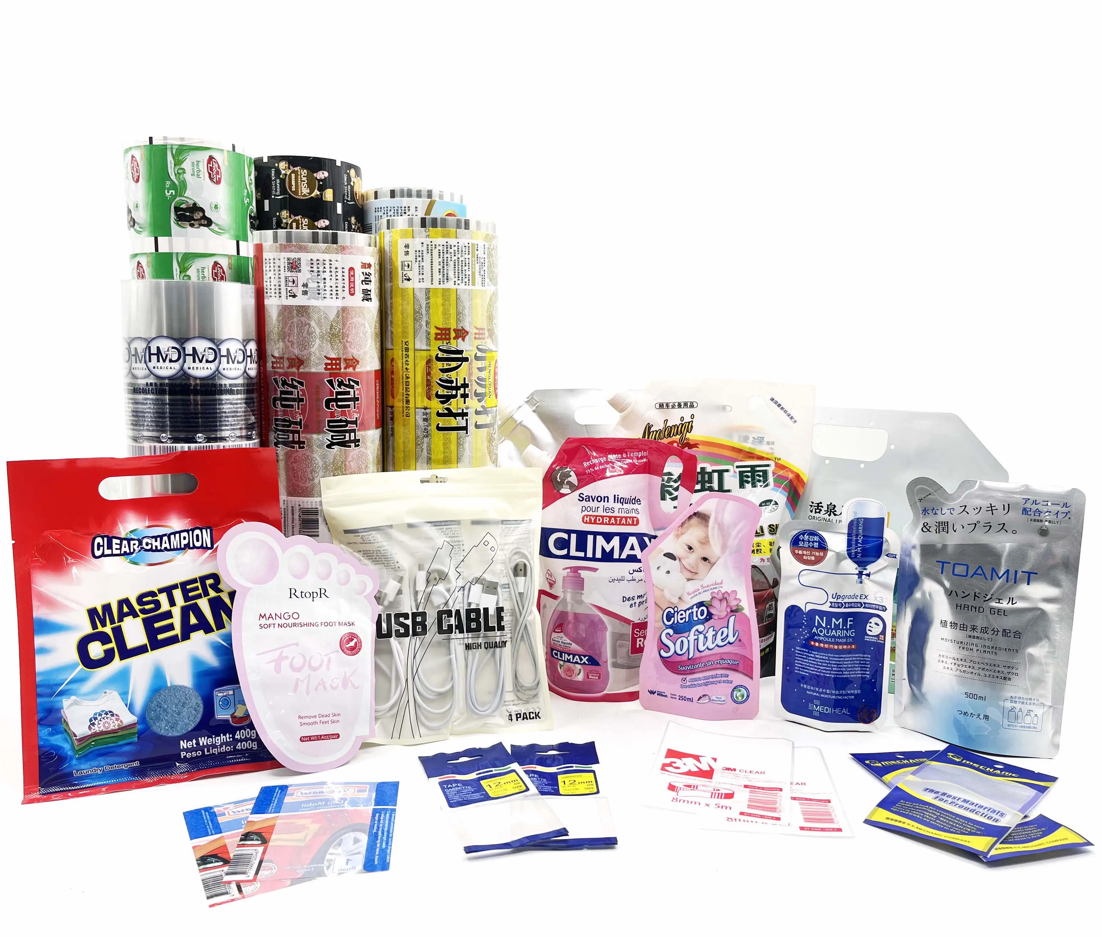 Bolsa de embalaje personalizada de plástico laminado para lavado de mascarillas, detergente líquido para lavar, paquete de cinta