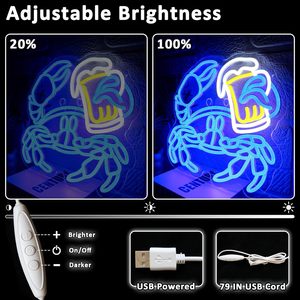 Crab Beer Letreros Neon LED indoor hanging ambient light shop <b>sign</b> wall decoration light entrance indicator light luminous <b>sign</b> - Product Image 3