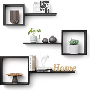 Juego De Estantes Cubo De Pared 3 Pzas Madera Maciza De Acacia Marrón