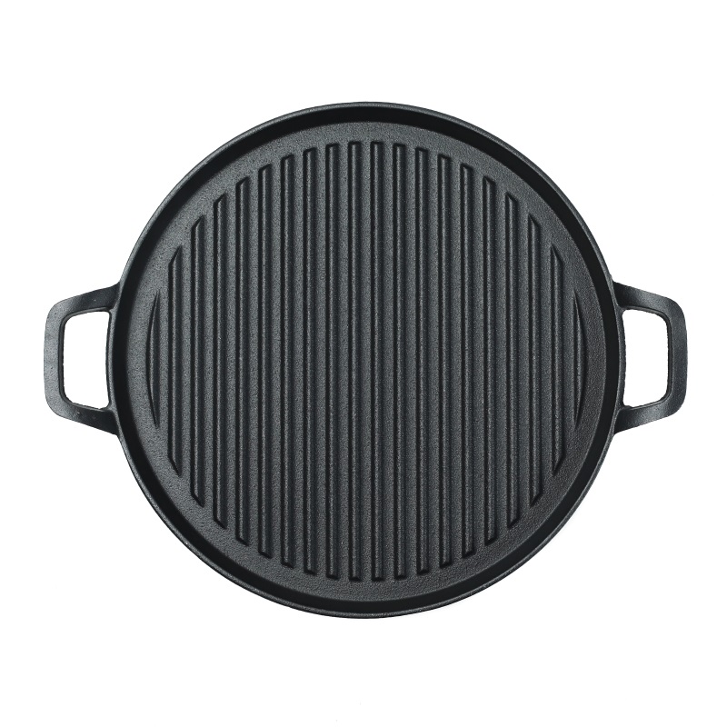 Plancha redonda de hierro fundido precurada negra