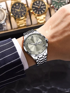 Montre à quartz simple et élégante pour homme, étanche, lumineuse, avec bracelet en acier inoxydable de 20 mm - Product Image 3