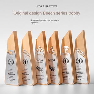 Trofeo de Madera Maciza y Metal con Letras Personalizadas Grabadas, Recuerdo Conmemorativo para Competencia, Excelentes Premios - Product Image 2