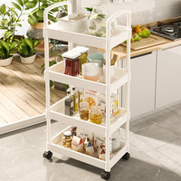 Étagère de rangement de cuisine mobile en plastique PP multicouche avec roulettes, organisateur pour espaces étroits, présentoir pour vaisselle et articles divers, design de meuble de rangement