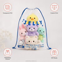 Sac à cordon transparent en PVC, personnalisable, imperméable et réutilisable, vente en gros directe usine, pour le rangement de jouets de machine à grue d'arcade