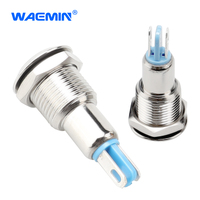Luz indicadora de Metal de 10mm, lámparas indicadoras LED amarillas impermeables, luces de tablero precableadas para barco de coche
