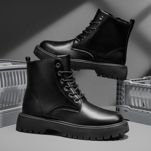 BAEWOON MB10 Bottes Martin tendance de haute qualité pour hommes, polyvalentes, montantes, noires, décontractées, en cuir, style sport - Product Image 6