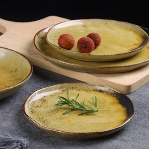 Platos de cerámica aptos para microondas occidentales de estilo japonés Retro de alta apariencia, vajilla tradicional de Hotel, ensalada, cumpleaños - Product Image 3