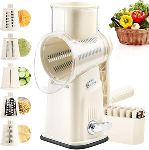 Wholesale 5 in 1 Kitchen Gadget Rotary Cheese Grater Slicer Multifunctional Manual Slicer <b>Vegetable</b> <b>Shredder</b> - Product Image 1