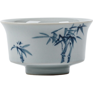 Taza Maestra de Cerámica Guanlan Retro Antigua Esmaltada con Bambú Azul Subesmaltado, Taza para Degustación de Té, Juego de Té para el Hogar - Product Image 5