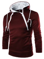 Sweat-shirt à capuche en polaire imprimé pour homme, double fermeture éclair, manches longues, couleur contrastante, fermeture éclair bidirectionnelle, style streetwear imprimé