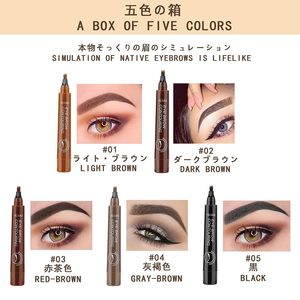Juego de 5 Lápices para Microblading de Cejas, Pincel para Cejas, Color Gris Rojizo Claro y Oscuro, Negro Mágico, Resistente al Agua, 4 Puntas, para Tatuajes - Product Image 2