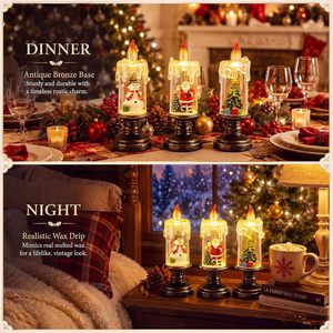 Lumières de Noël étanches à piles, décorations d'arbre LED, lampe à vent, lanterne à eau, lanterne à bougie pour les fêtes - Product Image 5