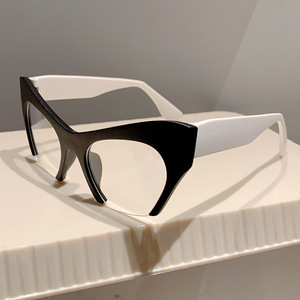 Lunettes œil-de-chat demi-cerclées personnalisées populaires pour femmes, monture tendance européenne, anti-lumière bleue, polyvalentes, amincissantes pour le visage - Product Image 5