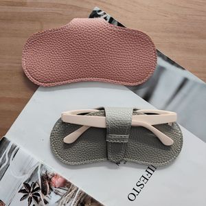 Leather Eyeglasses <b>Case</b> Portable Compact Protective Cover <b>For</b> <b>Sunglasses</b> And Glasses Storage Bag With Clip On Design - Product Image 3
