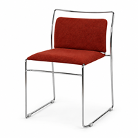 Chaise de salle à manger rembourrée de style minimaliste nordique, chaise moderne en tissu avec structure en métal et pieds chromés pour restaurant, café, maison