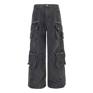 Pantalones Vaqueros Anchos de Estilo Americano para Hombre, Lavado a la Piedra, Multibolsillos, Cintura Media, Pierna Recta y Holgada, para Comercio Exterior - Product Image 3