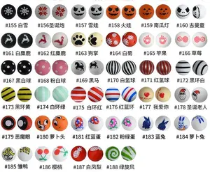 Wholesale Custom 15 mm Football Printed cartoon hexagon letter Round flower Silicone Teething Focal Beads Bulk for pen making