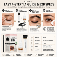 Kit Professionnel de Teinture Cils et Sourcils Noir Jet 7ml Crème Colorante 7ml Révélateur Mélange 1:1 pour Usage en Salon OEM