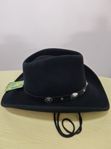 Chapeau de cowboy en métal décoratif A111401, 100% feutre de laine, à large bord rigide, style Fedora, unisexe, décontracté, toutes saisons - Product Image 3