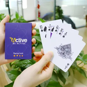 Taille personnalisée conception entreprise logo pvc jouer cardsprinting Arabie Saoudite 100% PVC poker carte pont en plastique cartes à jouer