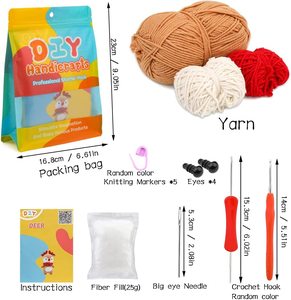 Kit DIY de Tricot en Fil Acrylique pour Femmes Débutantes avec Crochets et Rembourrages pour Jouets Créatifs à Coller - Product Image 2