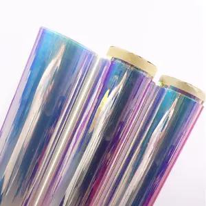 Fuente de material de PVC de dos colores transparente holográfico Xiang Li fábrica para la producción de bolsas de película suave arcoíris