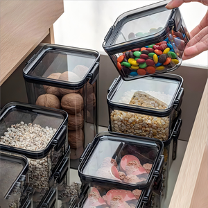 Nhà Bếp Cấp Thực Phẩm Nhựa Lưu Trữ Hộp Kín Chống Ẩm Jar Cho Cà Phê Trà Ngũ Cốc Khác Khô Hàng Hóa Nhà Bếp <span class=keywords><strong>Container</strong></span> <span class=keywords><strong>Set</strong></span> - Product Image 6