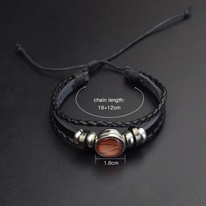 Bracelets en cuir tressés multicouches avec cabochon en verre drapeau noir Afghanistan Israël Turquie EAU Qatar, cadeaux de voyage - Product Image 3