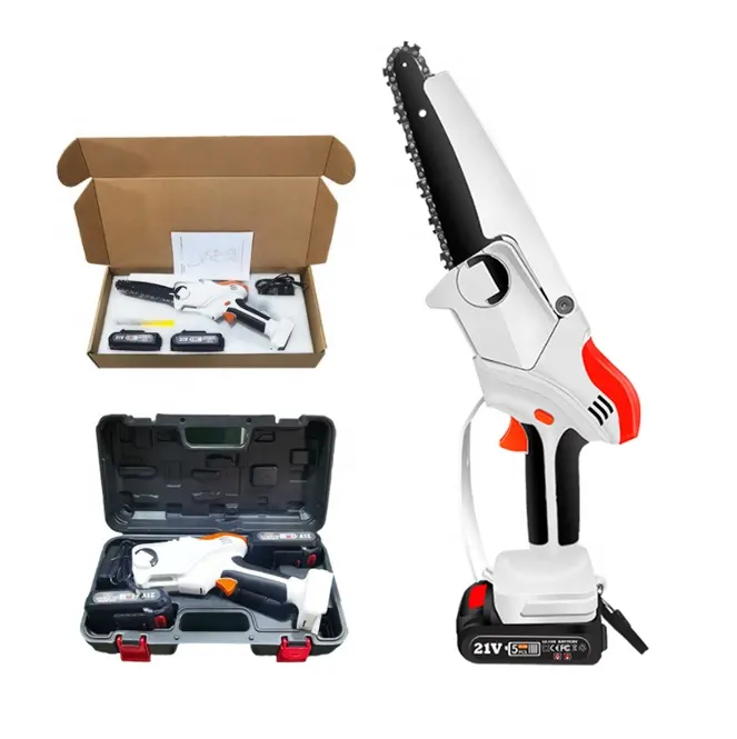 Rechargeable household tree cutting cordless chain saw battery mini 6 -inch electric chain saw