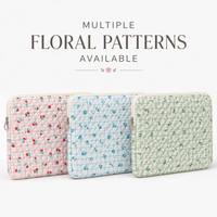 Housse pour ordinateur portable en polyester matelassé, imprimé floral vintage, étui pour tablette pour iPad Air Pro 11 13 pouces, pochette de protection pour Macbook