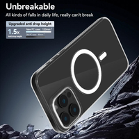 Coque de téléphone magnétique transparente ultra-fine en PC avec anneau magnétique puissant N52 pour iPhone 14 15 16 Series