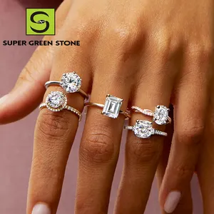 Joyería fina al por mayor 9K/14K/18K anillo de oro de lujo compromiso laboratorio diamante anillo personalizado anillo de bodas conjunto venta directa de fábrica