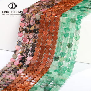 Jd Edelstenen Groothandel Hart Losse Kralen Edelsteen Synthetisch Goud Zandsteen Platte Hartvorm Voor Sieraden Maken - Product Image 1