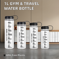 Bouteille d'eau en plastique portable pour les sports de plein air, usage quotidien par les étudiants, 1000 ml, bouteilles d'eau de sport en Tritan avec poignée
