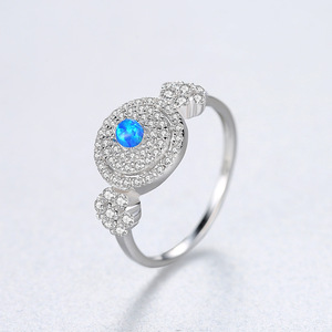 <b>Opal</b> Cluster <b>Ring</b> 925 Sterling <b>Silver</b> Pave Setting Round Brilliant Cut Diamond Women's Luxury Engagement <b>Ring</b> - Product Image 6