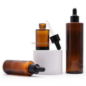 Venta al por mayor claro ámbar aceite para el cabello suero 1Oz 30Ml lujo negro Tapa aceite cuentagotas botella con caja de embalaje - Product Image 2