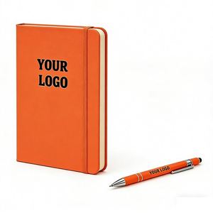 Agenda promotionnel A6 en cuir PU, couverture rigide, avec logo personnalisé et bande élastique - Product Image 1